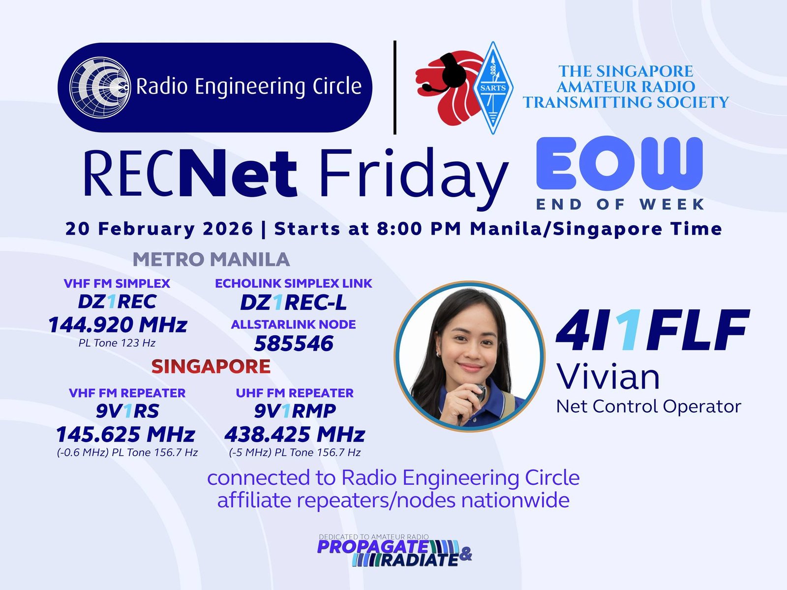 Join us for the 3rd RECNet Friday End-of-Week Net,...
